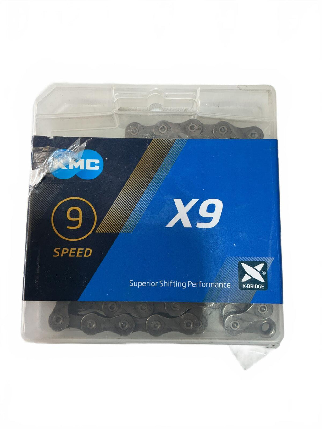 KMC X9 9-Speed Bicycle Chain Grey 114 Links 1/2"x11/128" Size