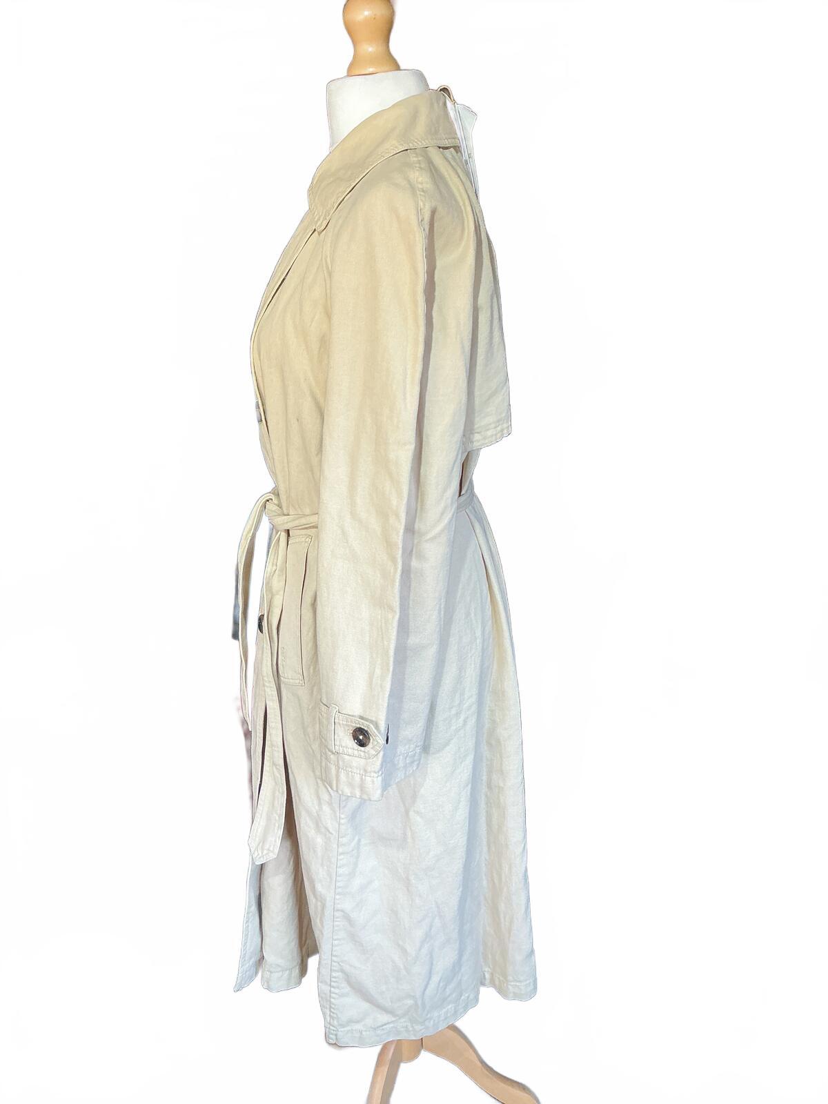 Barbour Linen Beige Trench Coat Size Regular 16 Classic Style Lightweight