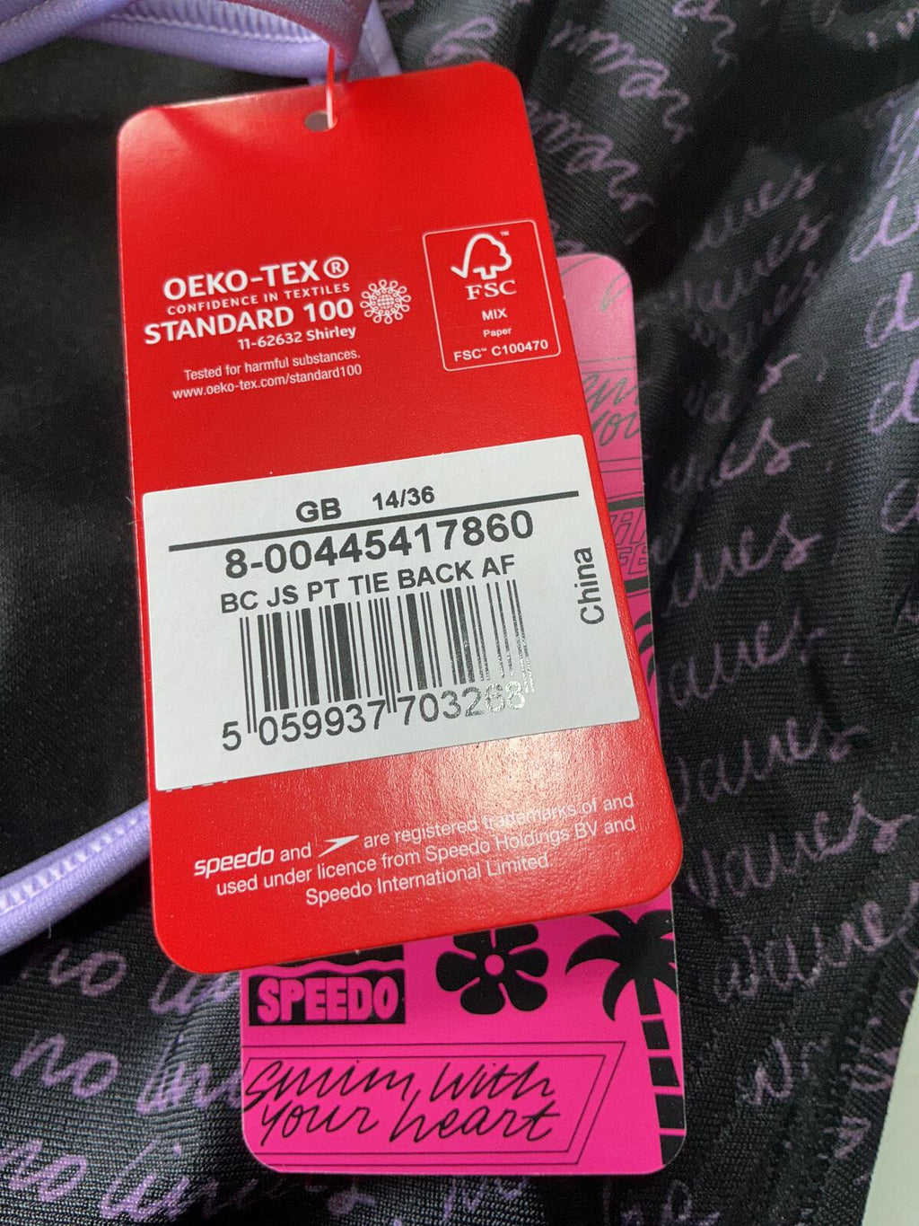 Speedo x Jasmine Sehra Black and Purple One-Piece Swimsuit Size Regular 14