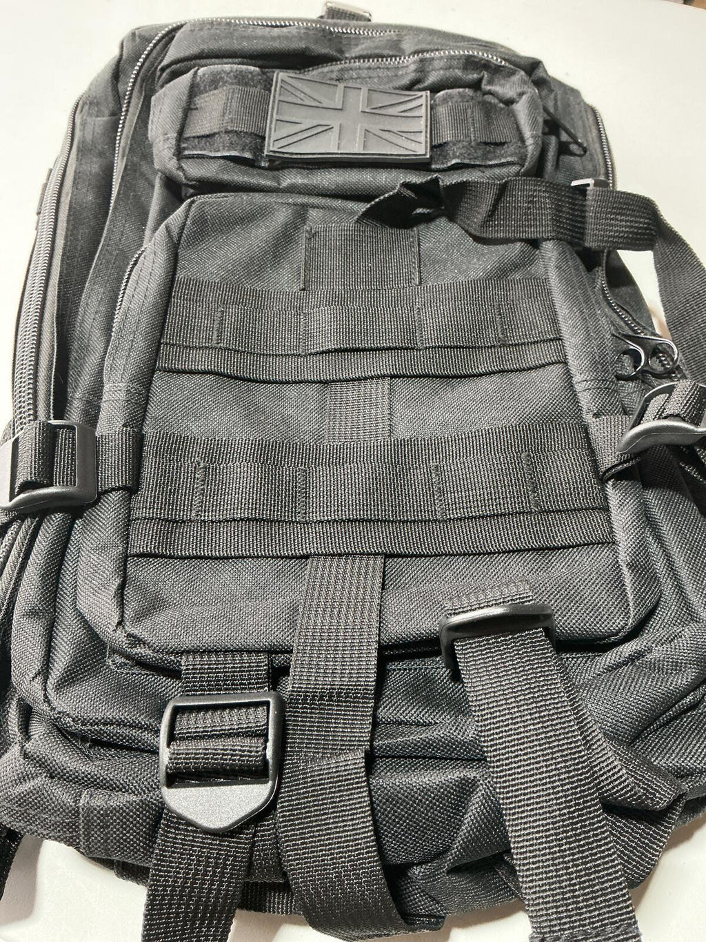 Black Tactical Backpack Military Style Durable Outdoor Bag