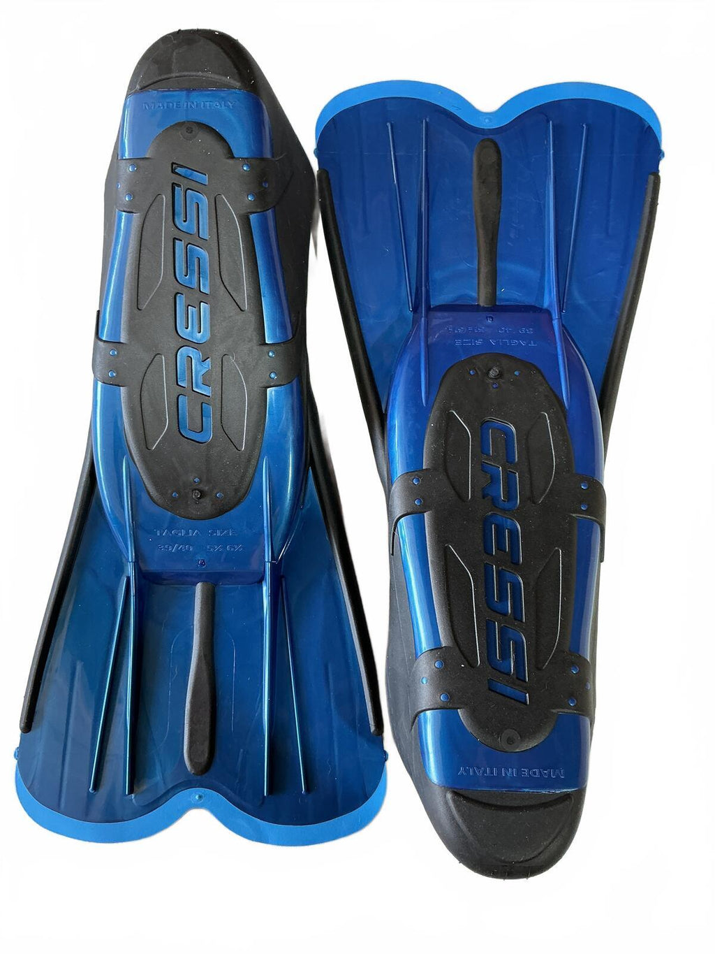 Cressi Agua Short Swimming Fins Size 5.5/6.5 39/40 Blue Comfortable Snorkeling