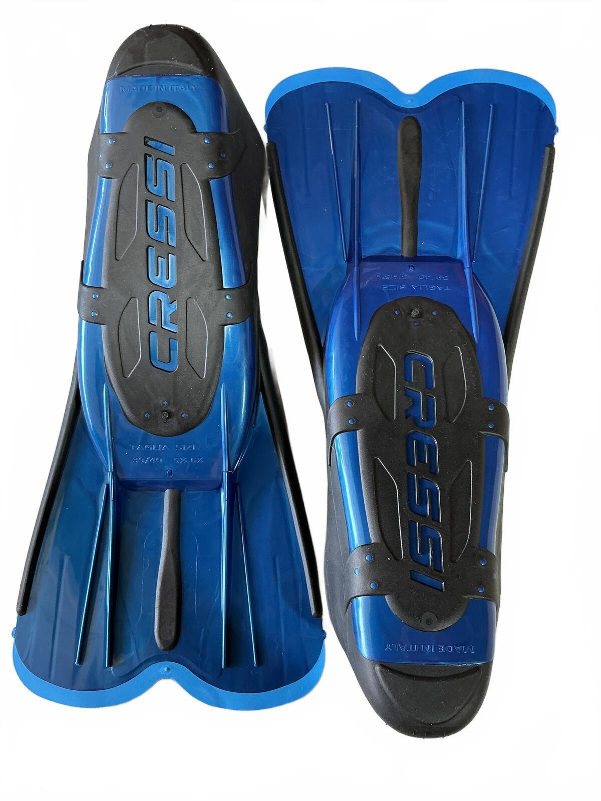 Cressi Agua Short Swimming Fins Size 5.5/6.5 39/40 Blue Comfortable Snorkeling