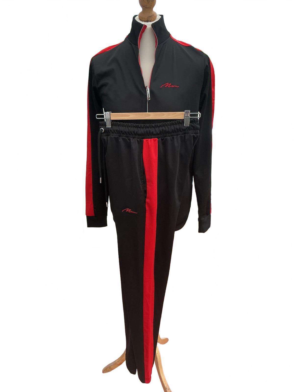 Boohoo man Black and Red Track Suit Set Size Regular Xs