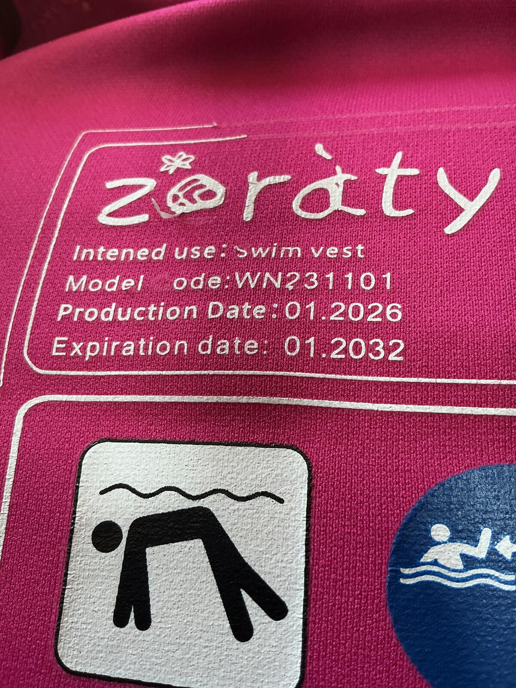 Zeraty Pink Child Swim Safety Vest with Butterfly Design Size 22-50lbs