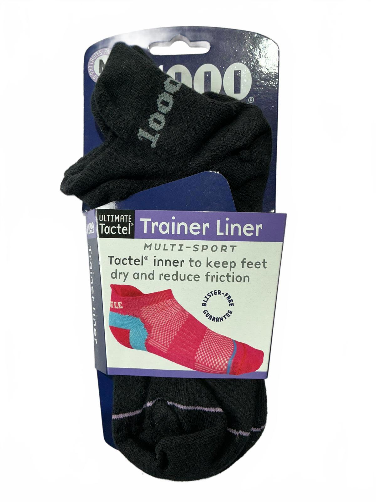 2x1000 Mile Ultimate Tactel Ladies Socks Black Size 6.5-8.5+Haissky Running Belt