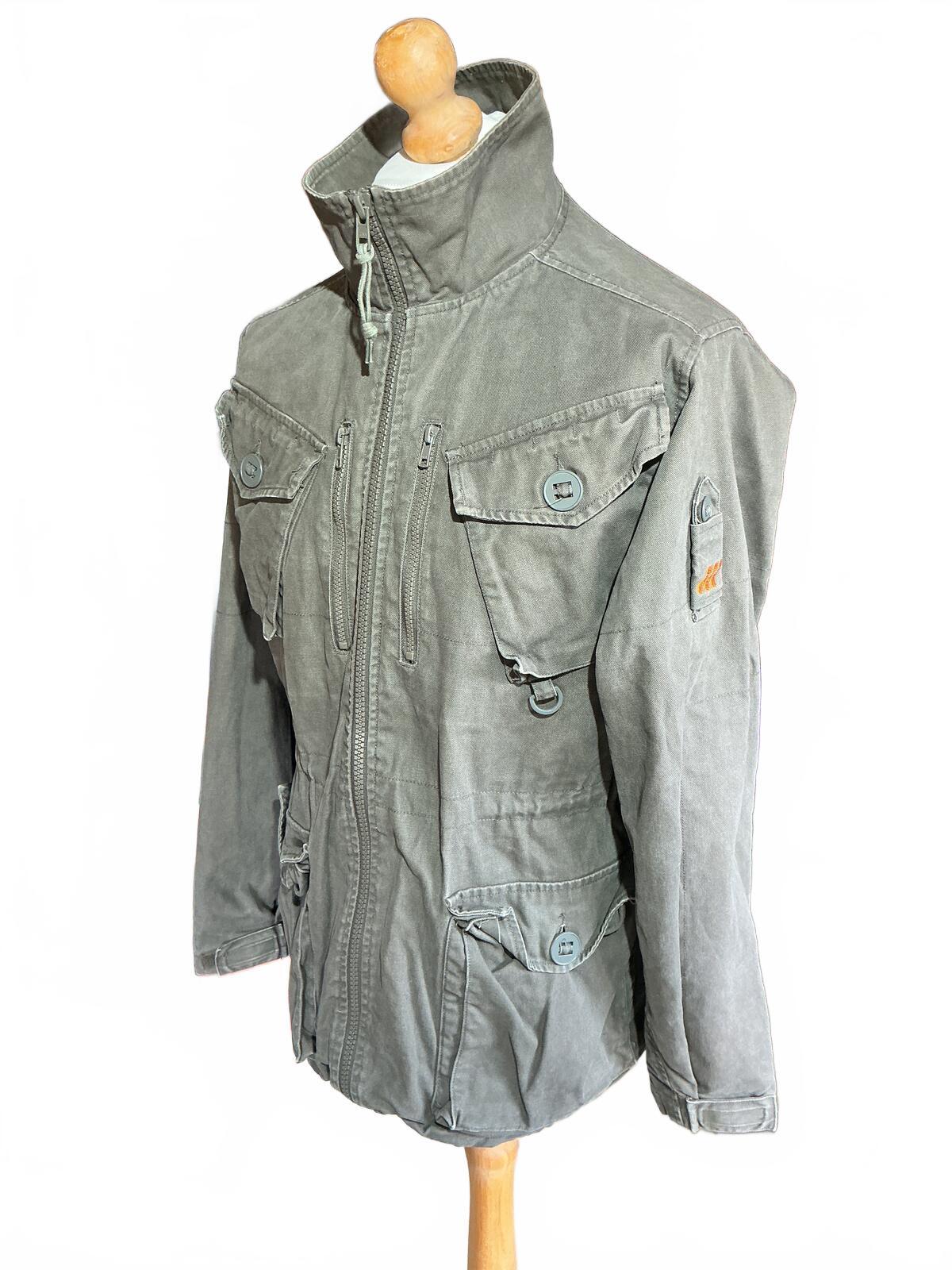 Vintage Boxfresh Men's Utility Jacket Size Medium Green Military Style Casual