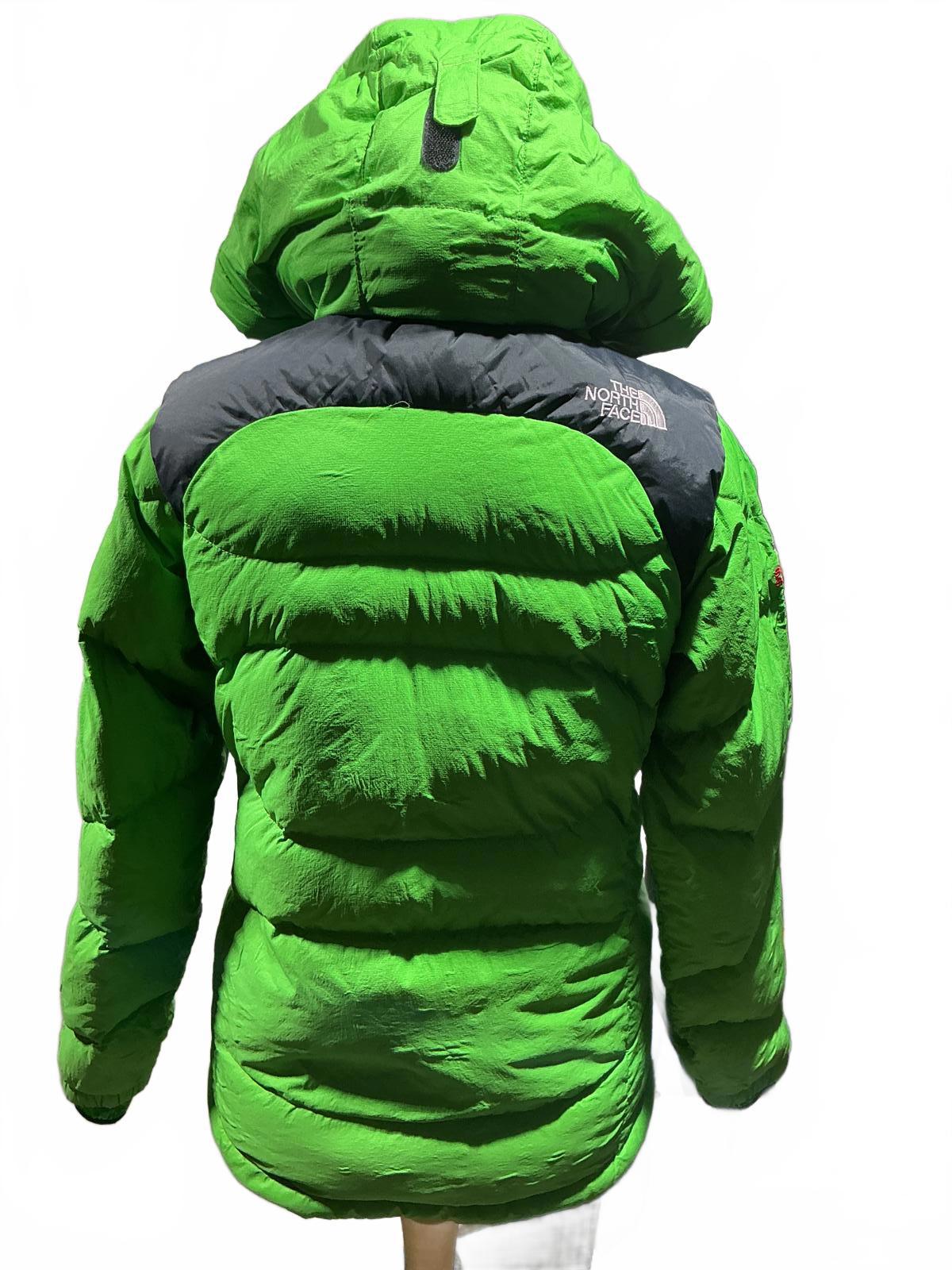 The North Womens Large Face Green and Black Hooded Puffer Jacket