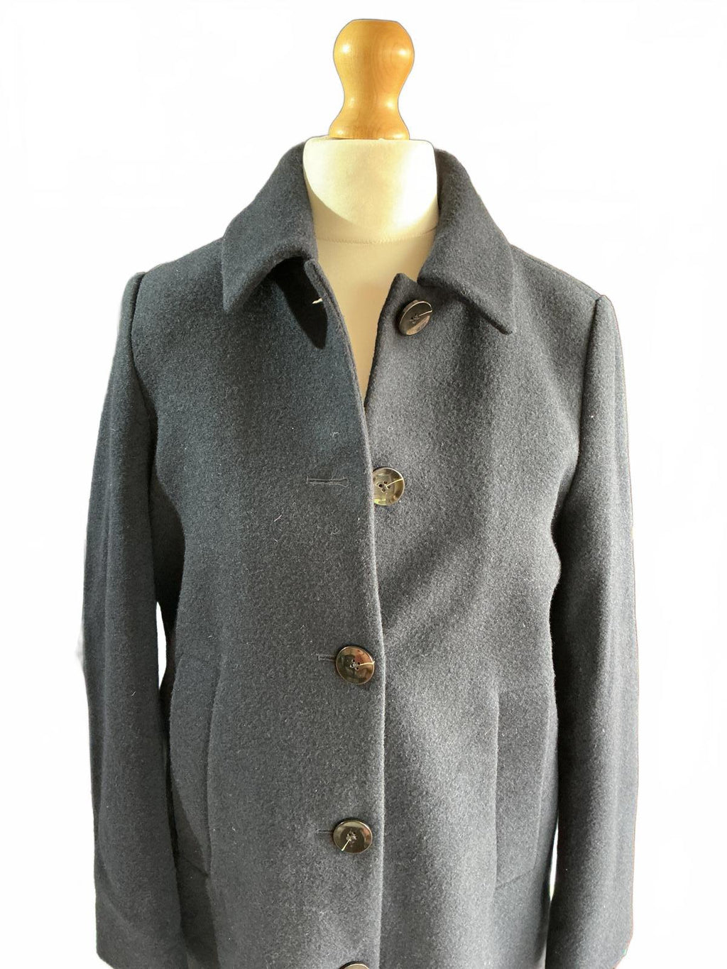 Ladies Black Part Two Button up Lined Wool Coat Size 10/36/Small