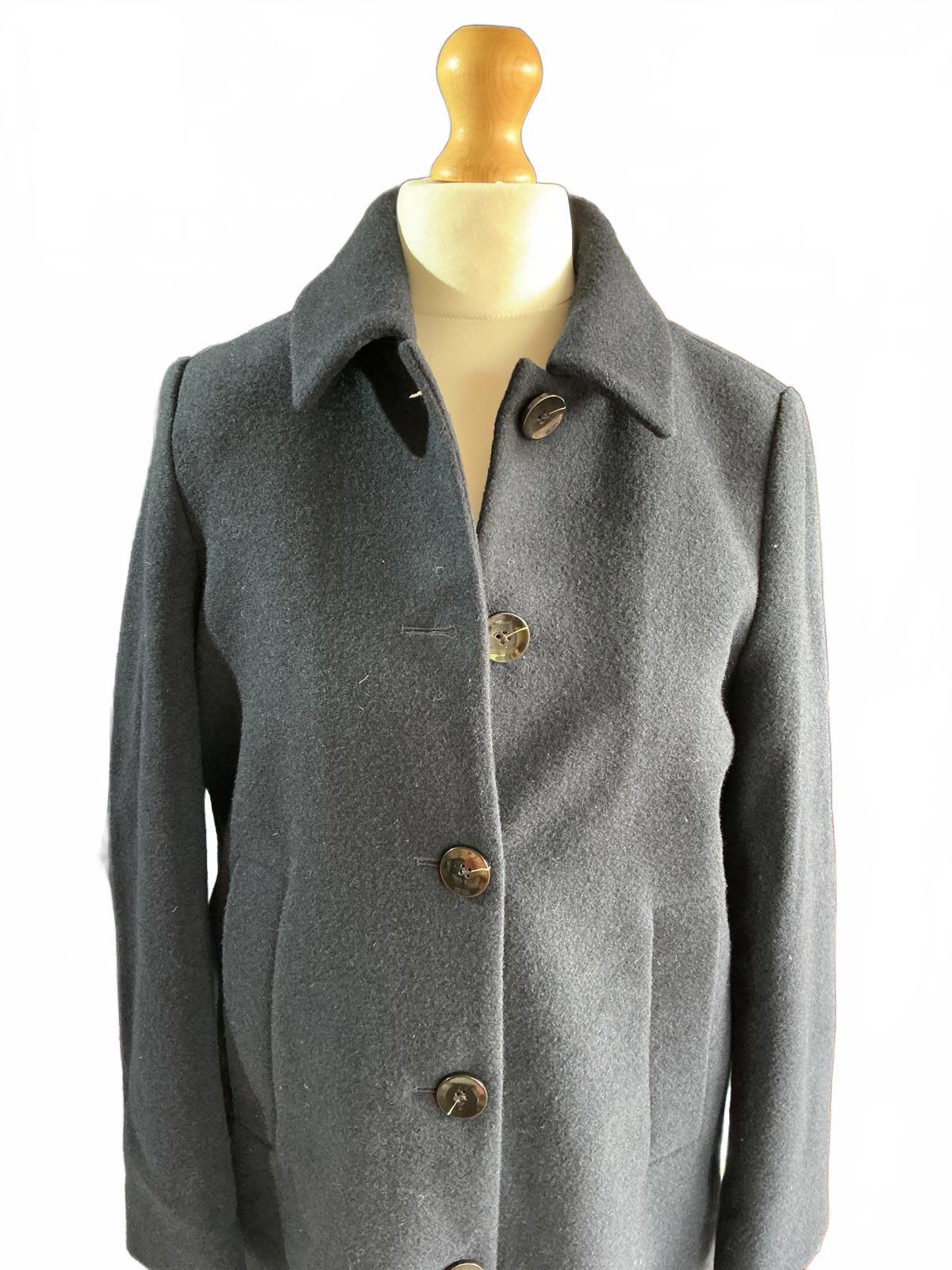 Ladies Black Part Two Button up Lined Wool Coat Size 10/36/Small