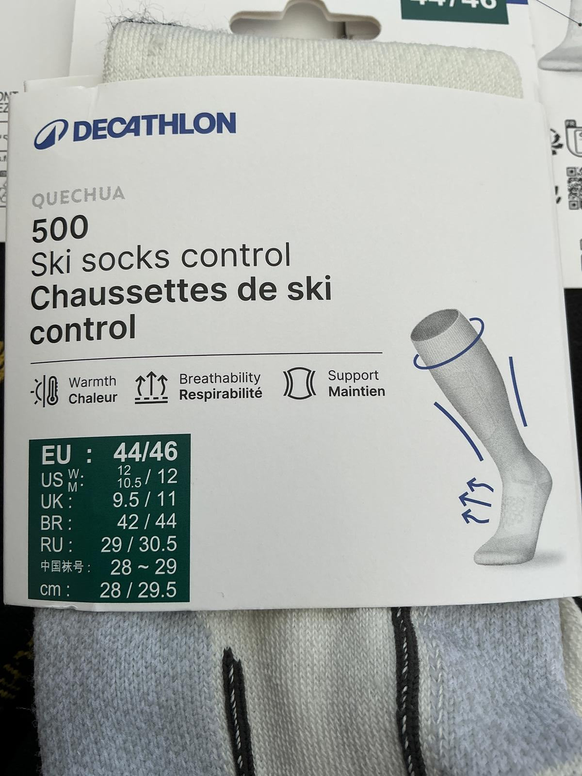 Three pairs Decathlon 9.5-11 Ski Socks Control 500 Size 9.5-11