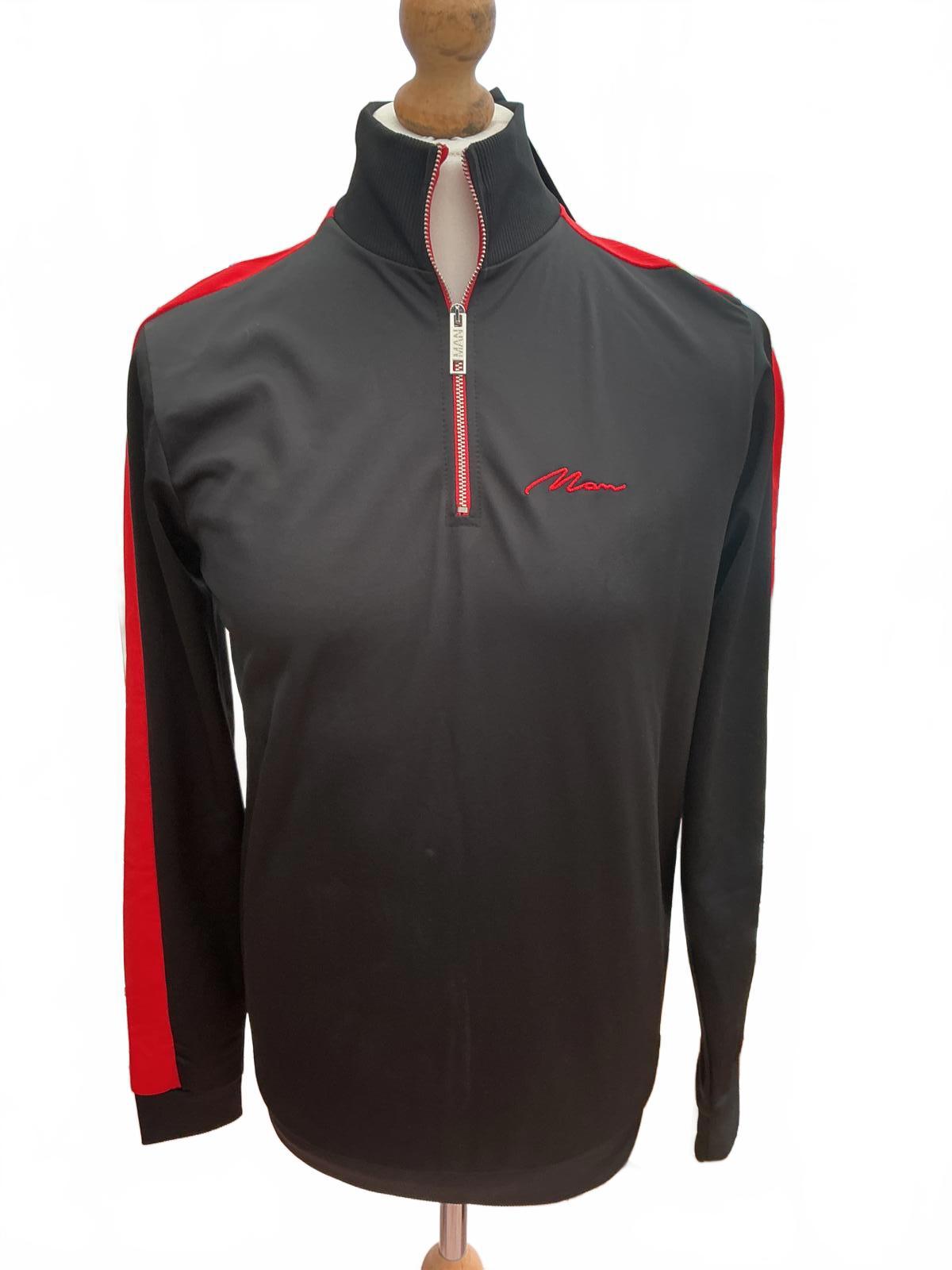 Boohoo man Black and Red Track Suit Set Size Regular Xs