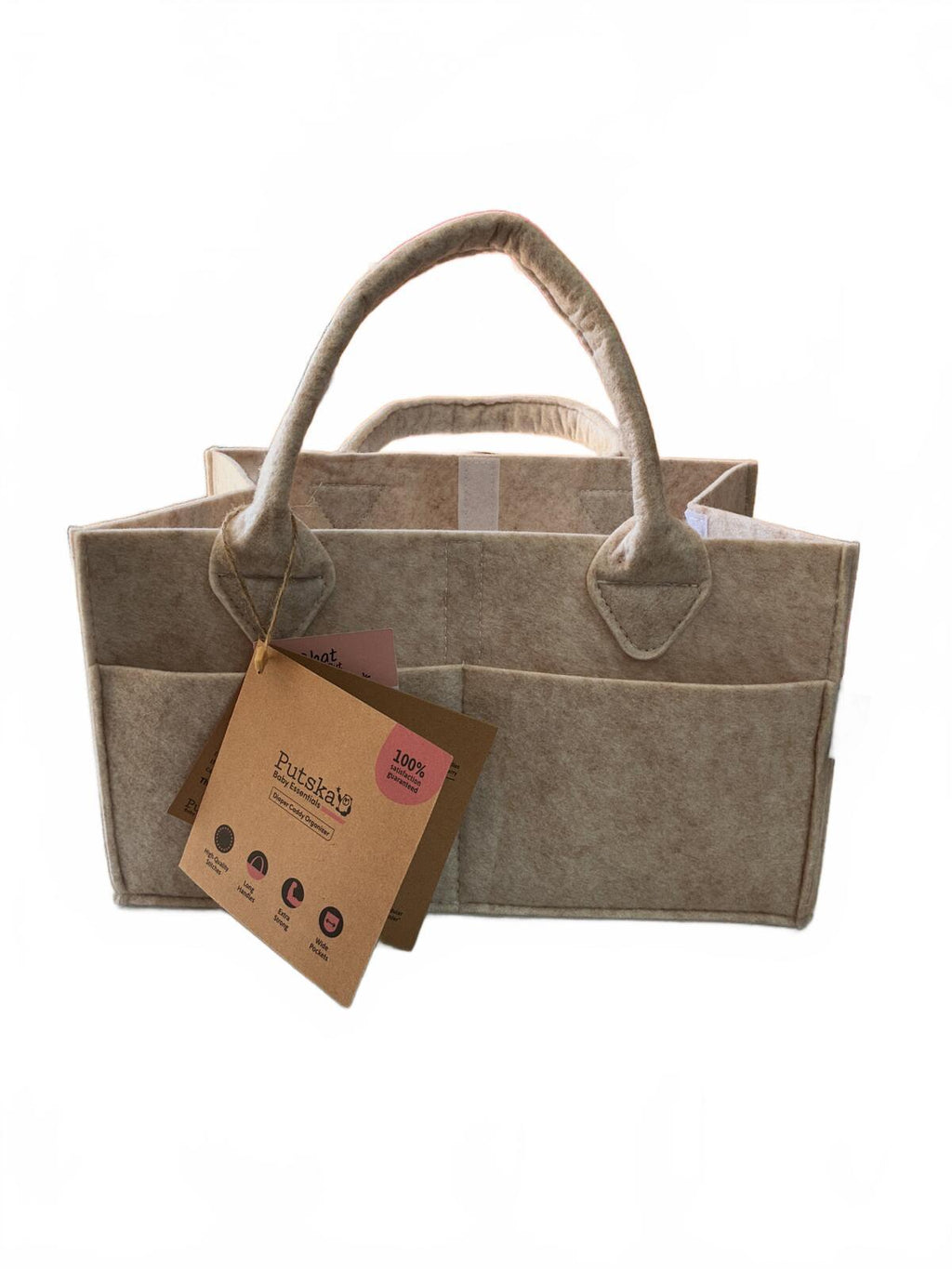 *NEW* Putska Baby Essentials Diaper Caddy Organizer One Size Beige Felt