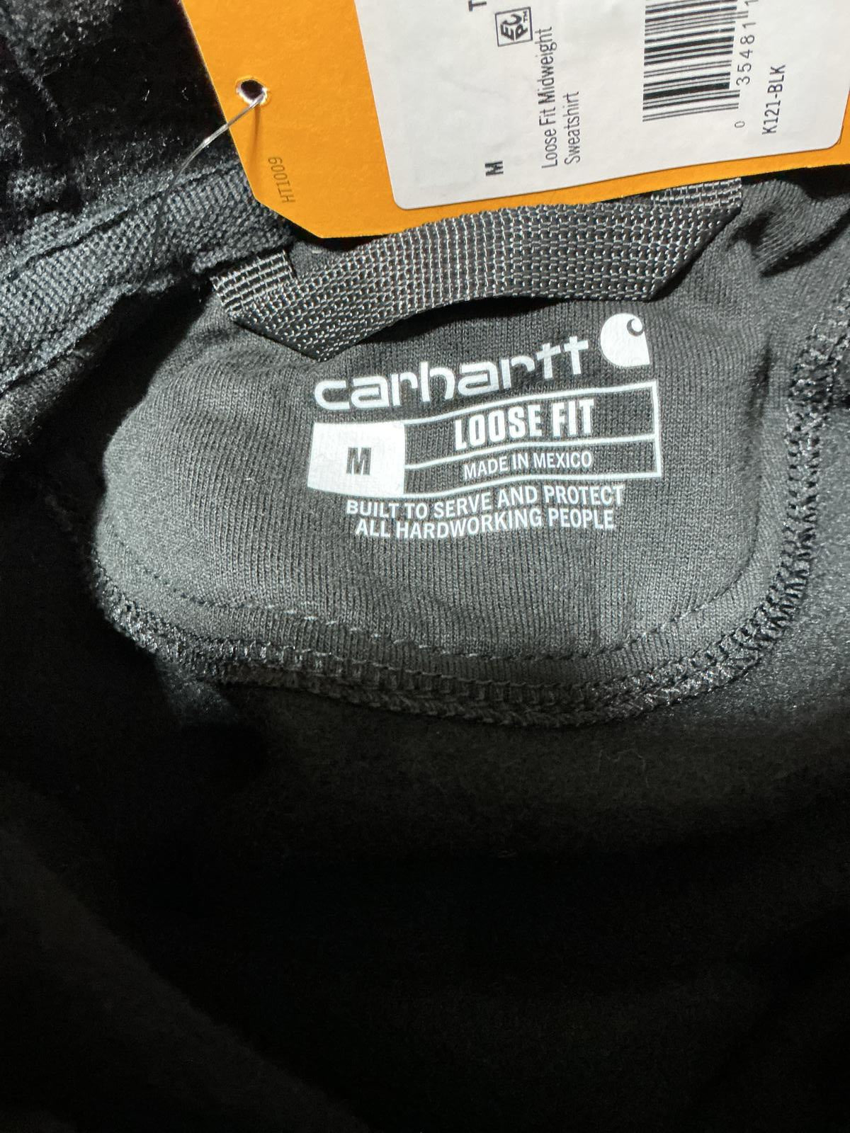 Carhartt Mens Loose Fit Mid weight Black Hoodie Size M