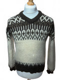 Vintage Men's Nordic Style Knit Sweater V-Neck Wool Blend