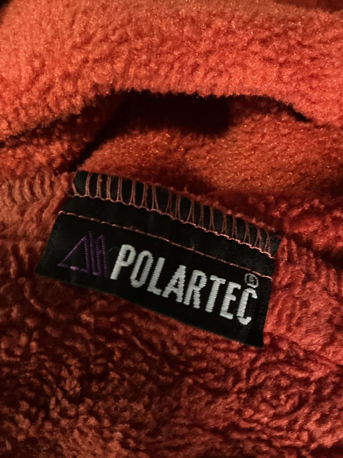 Men's Orange Fleece Jacket with Snap Button Placket