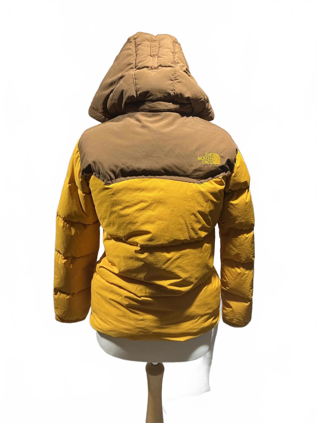 The North Face ladies Yellow and Brown Puffer Jacket with Hood