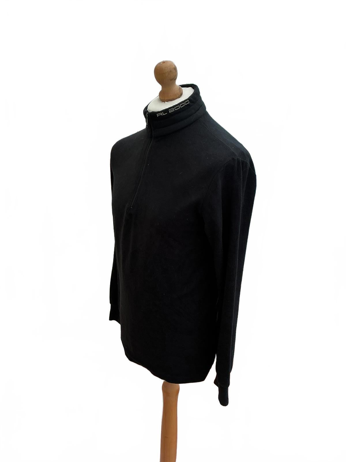RLX Polo Ralph Lauren Black Half-Zip Fleece Jumper Size Medium