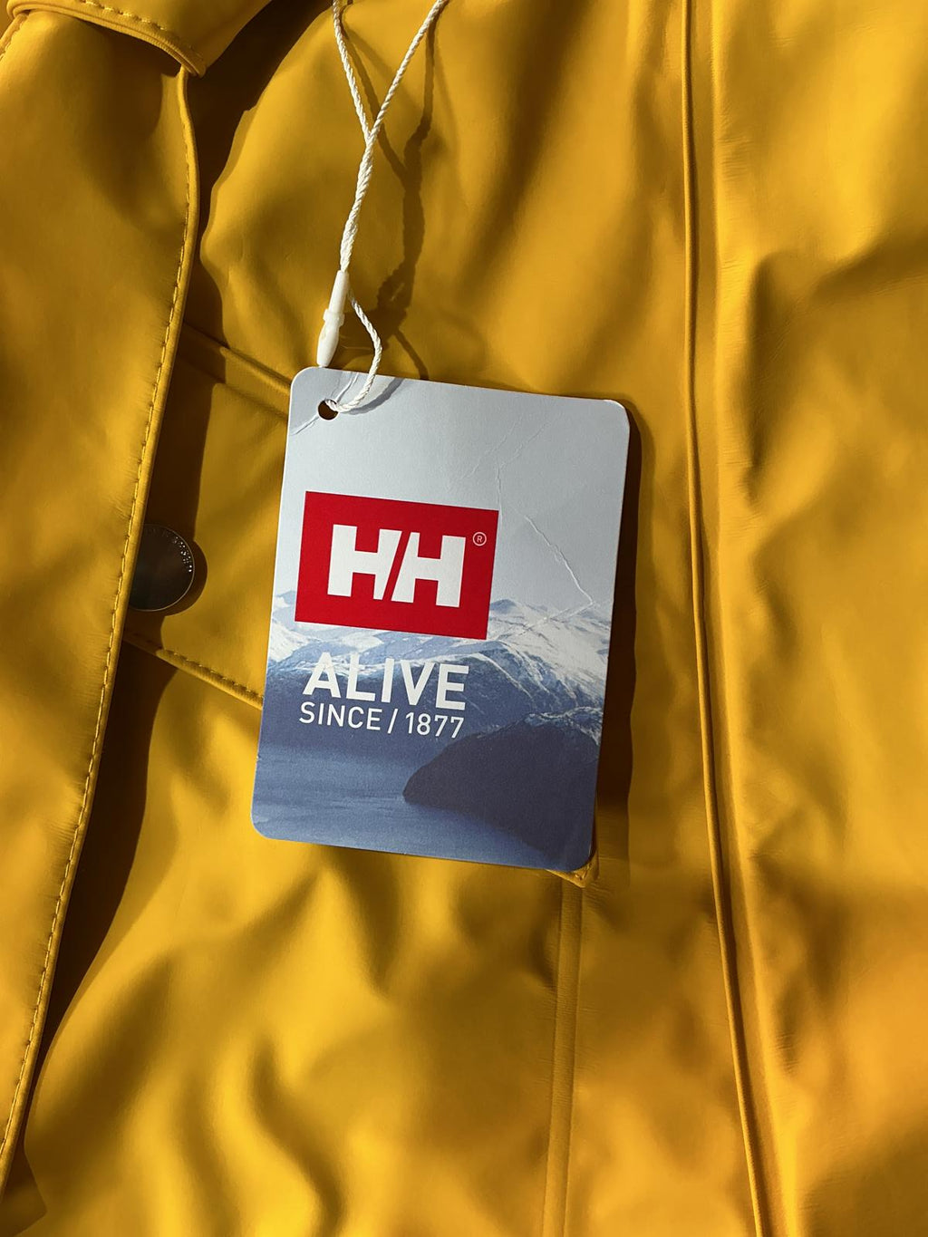 Helly Hansen Mustard Yellow Waterproof Hooded Raincoat Jacket Size Regular M