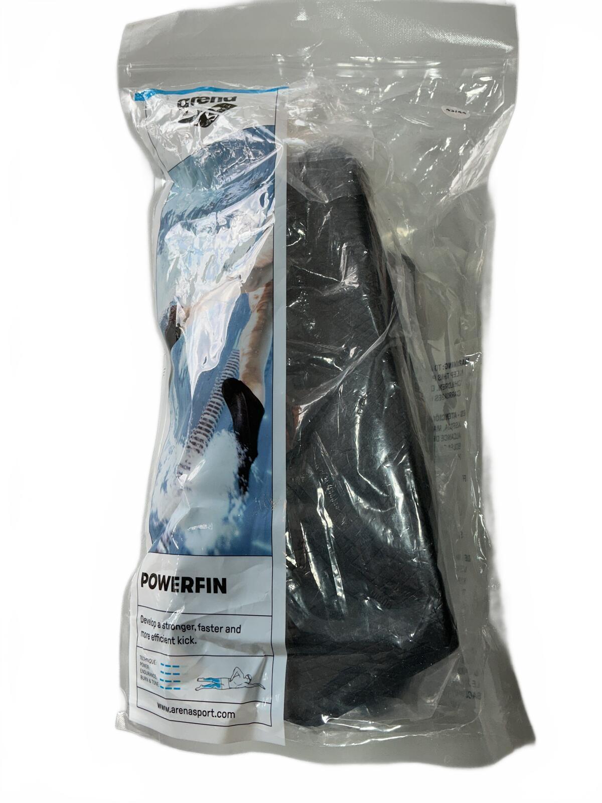 Arena Powerfin Swim Fins Black Size 43-44 UK 9-10 Swim Training Gear