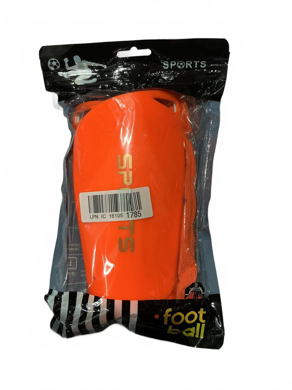Orange Sports Shin Guards with Sleeve Size L
