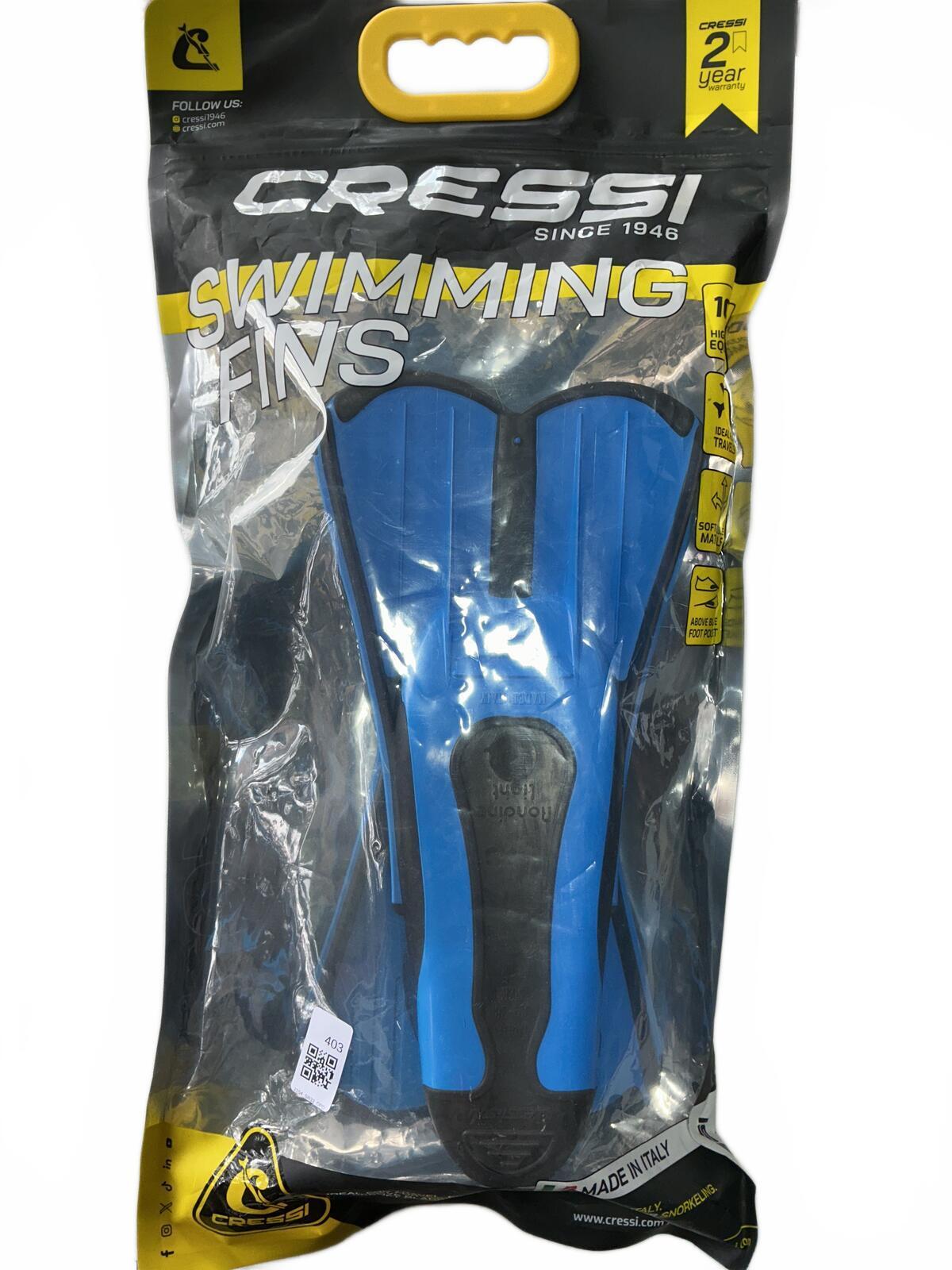 Cressi Light Swimming Fins Size 37-38 4/5Uk Blue Black Training Fins