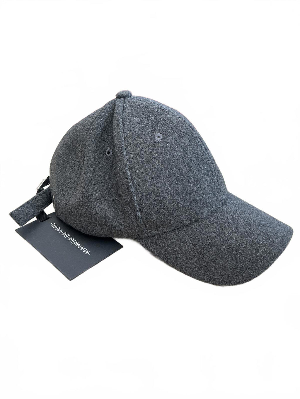 Maniere De Voir Grey Wool Blend Baseball Cap Adjustable Back Strap Hat