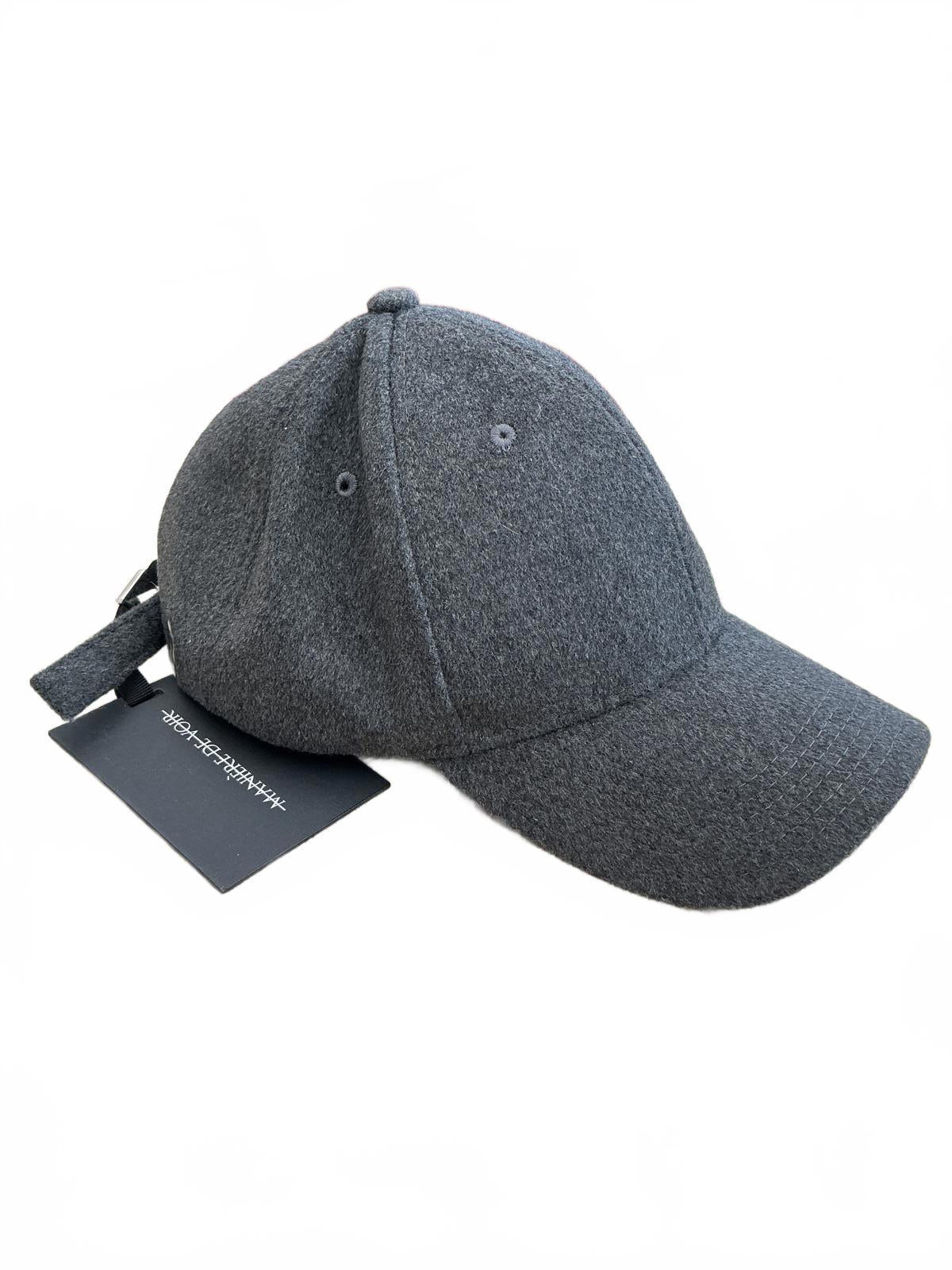 Maniere De Voir Grey Wool Blend Baseball Cap Adjustable Back Strap Hat