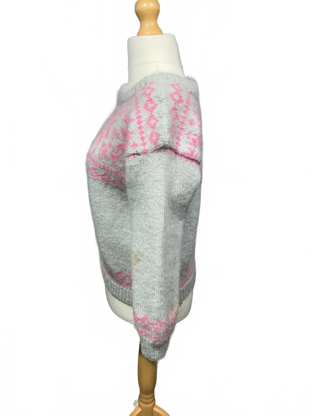 Grey and Pink Patterned Women's Sweater