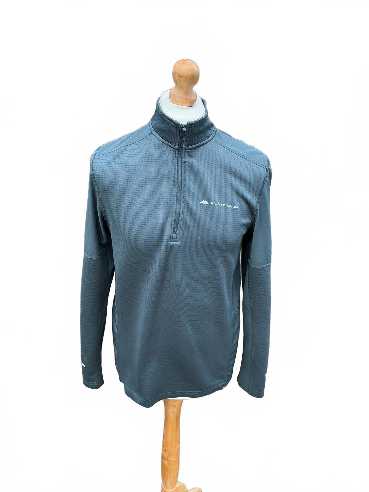 Monterrain Men's Grey Long Sleeve Quarter Zip Pullover Top Size Medium