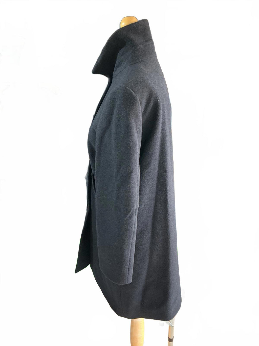 Ladies Black Part Two Button up Lined Wool Coat Size 10/36/Small