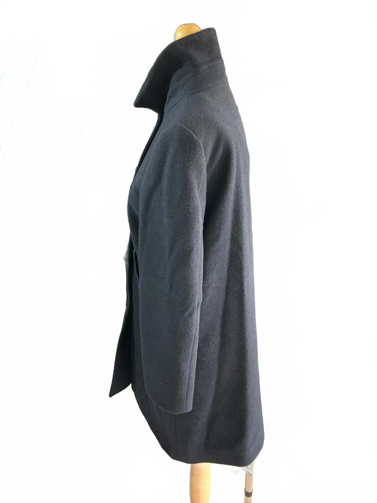 Ladies Black Part Two Button up Lined Wool Coat Size 10/36/Small