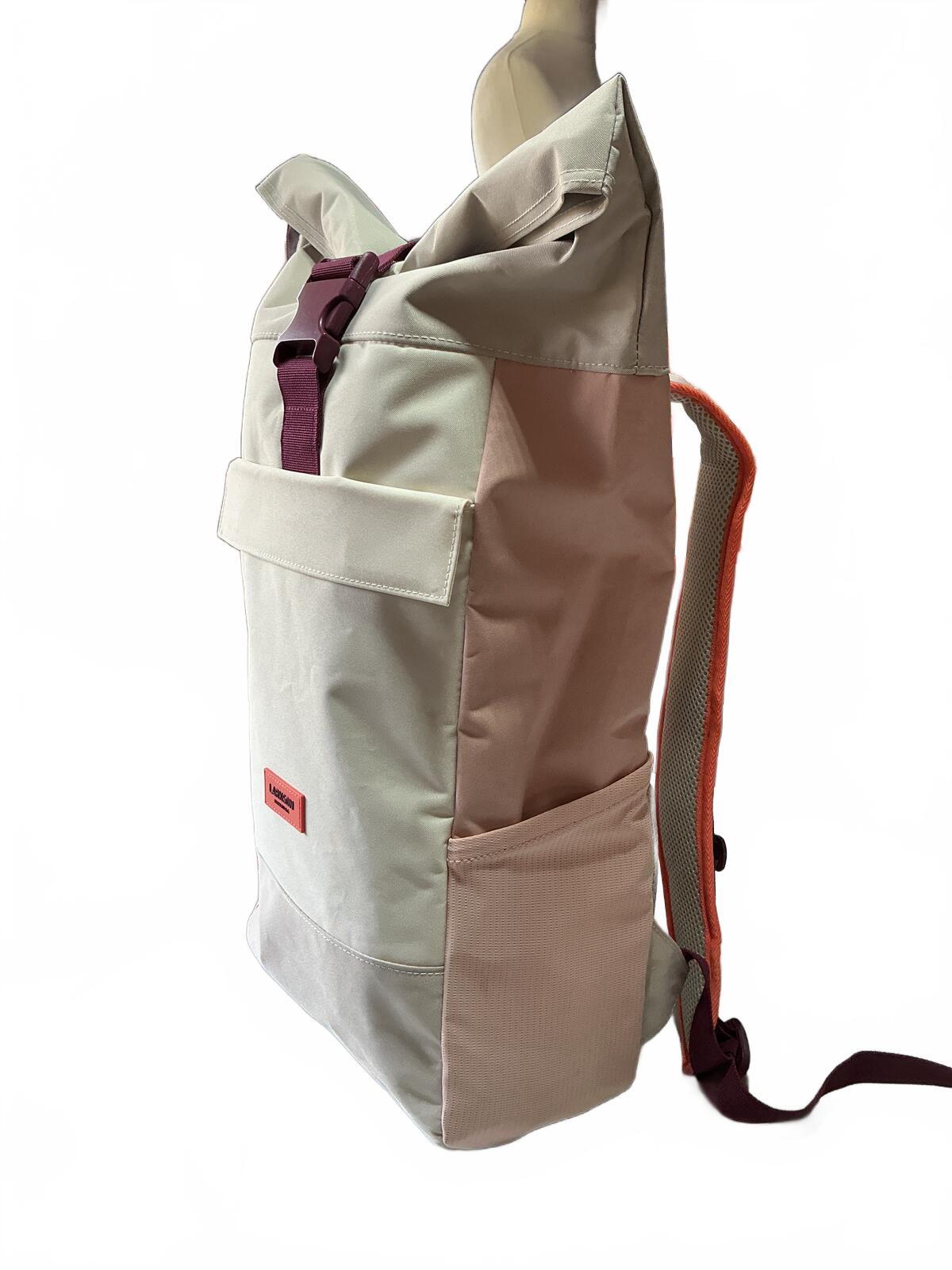 Larkson Bag No 4 20L Roll Top Backpack Beige Rose Adjustable Straps