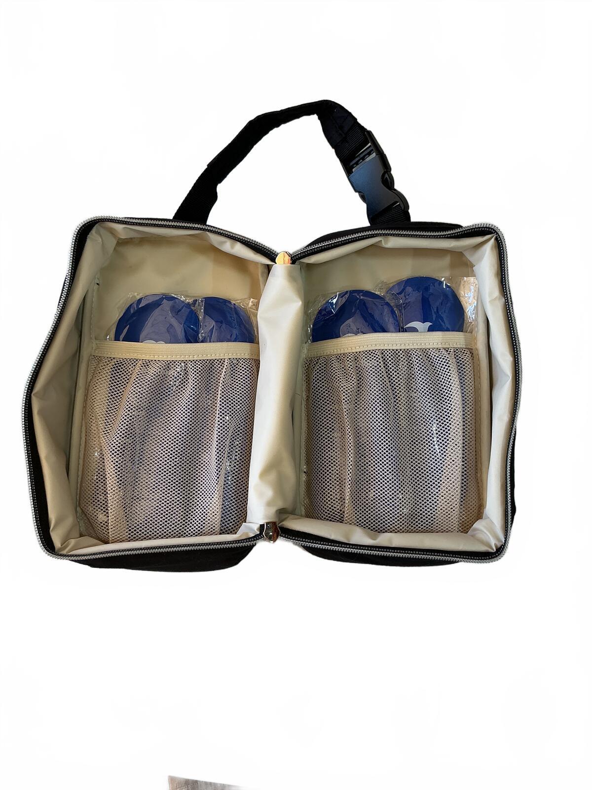 *NEW* Damero Large Quilted Insulated Lunch Bag Set with Ice Packs Black