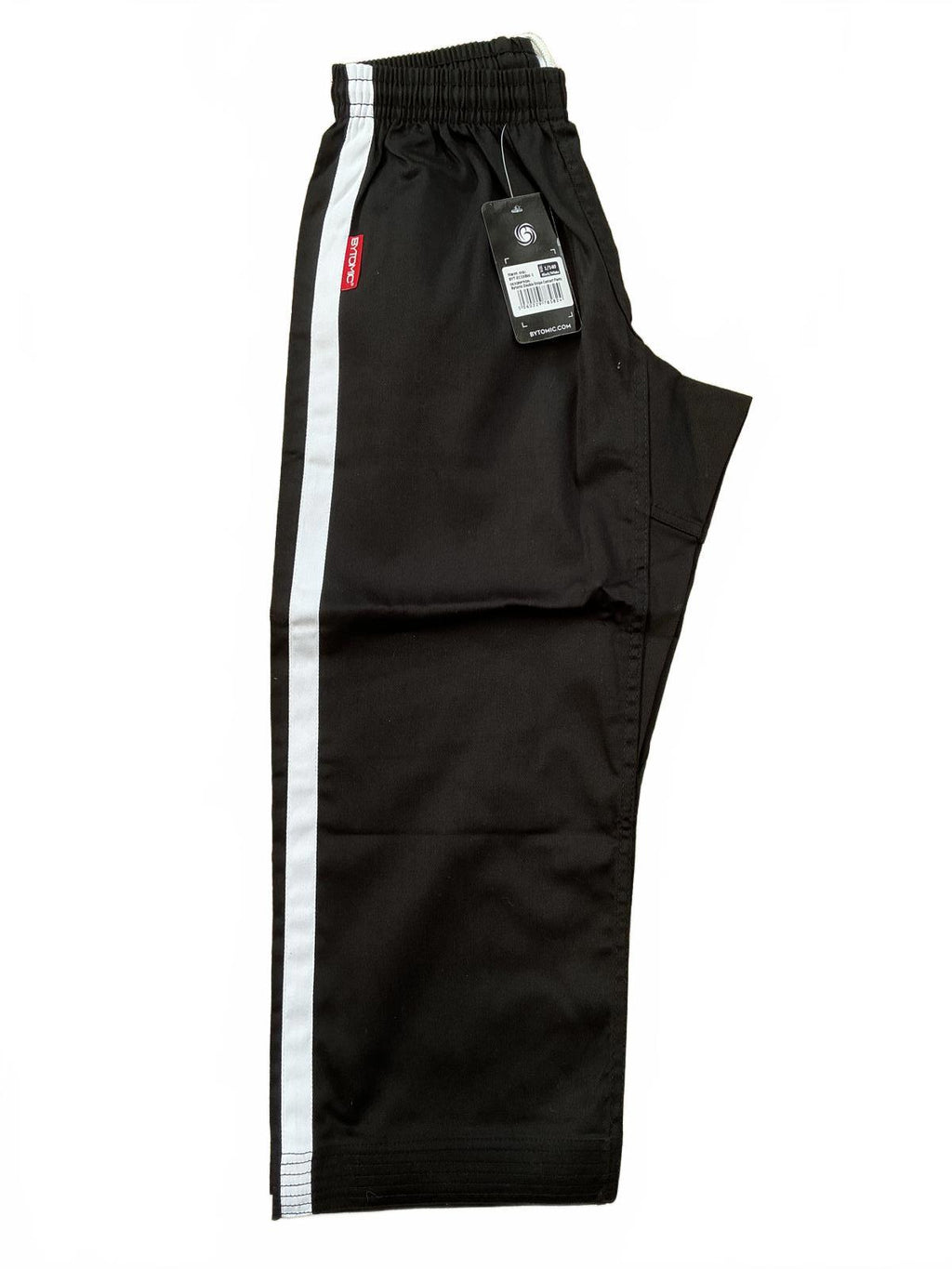 Bytomic Black Martial Arts Pants with White Stripes - Size 130cm
