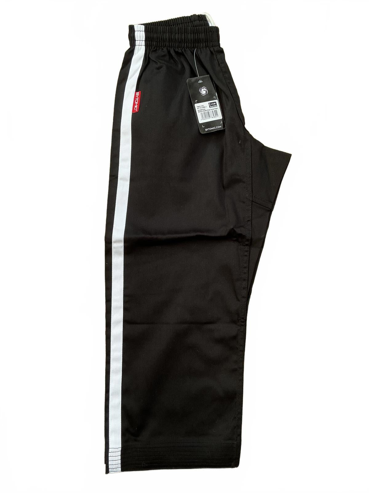 Bytomic Black Martial Arts Pants with White Stripes - Size 130cm