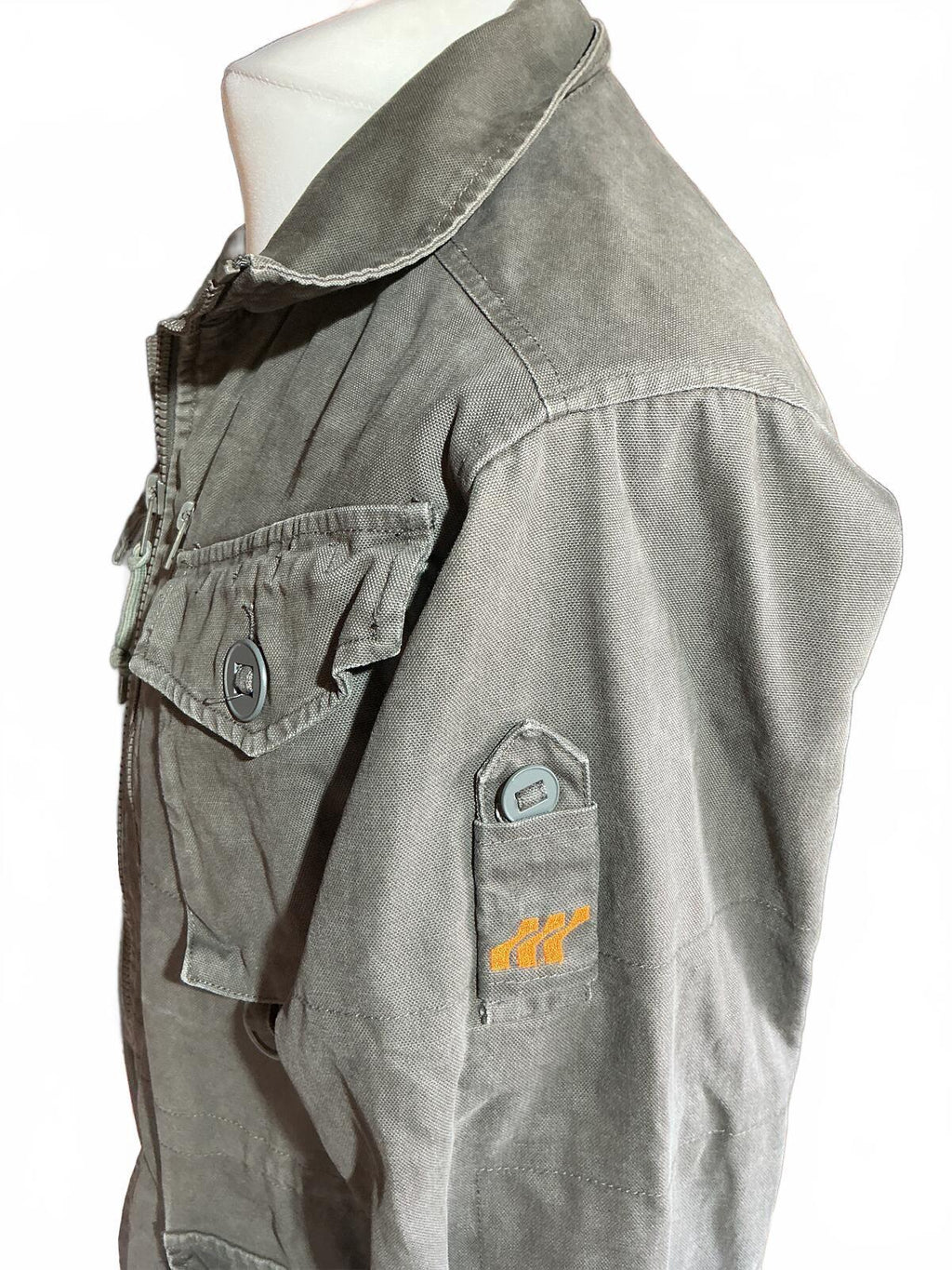 Vintage Boxfresh Men's Utility Jacket Size Medium Green Military Style Casual