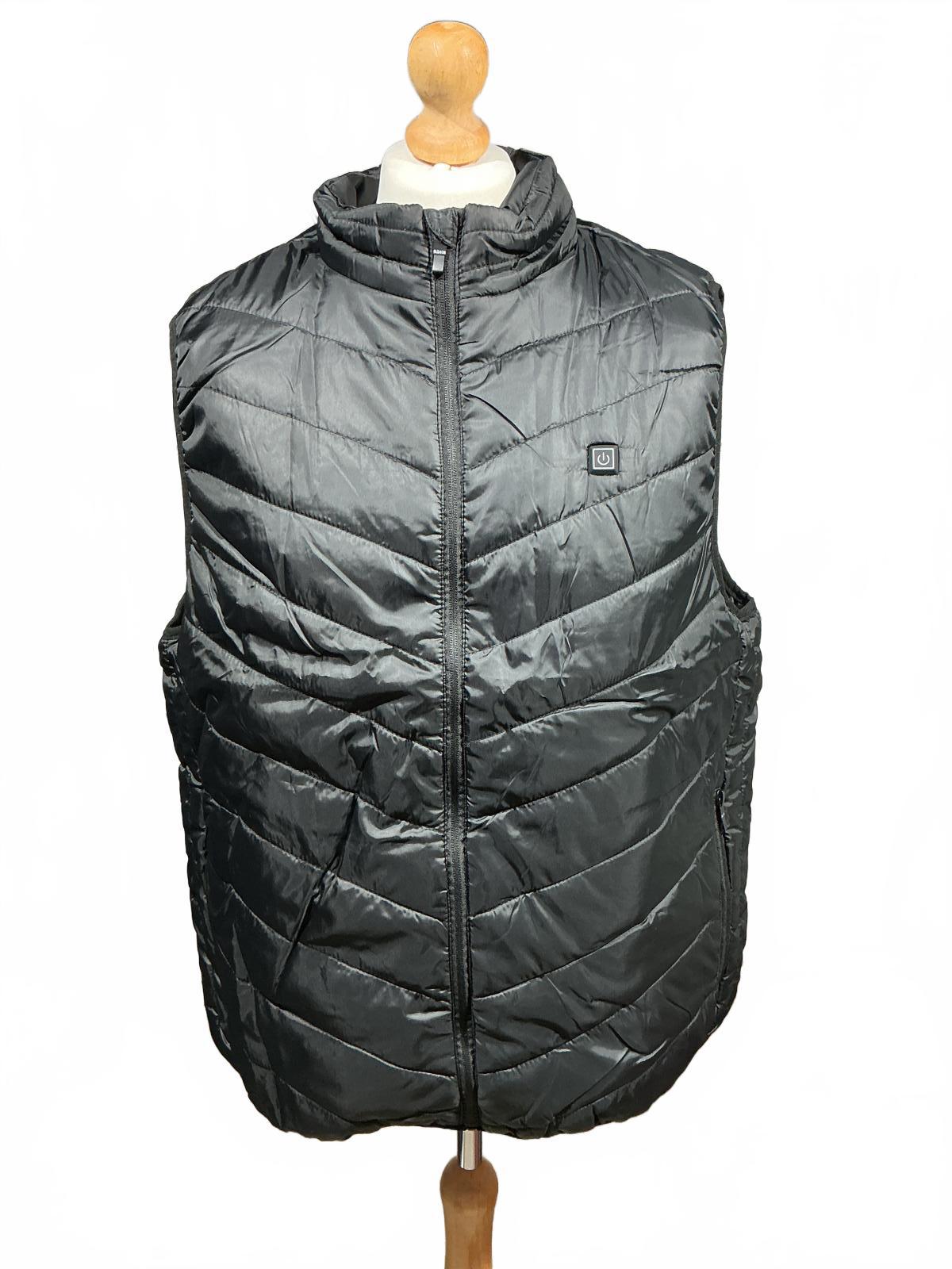 Black Heated Vest Gilet Body Warmer Jacket Sleeveless Size Regular XXL