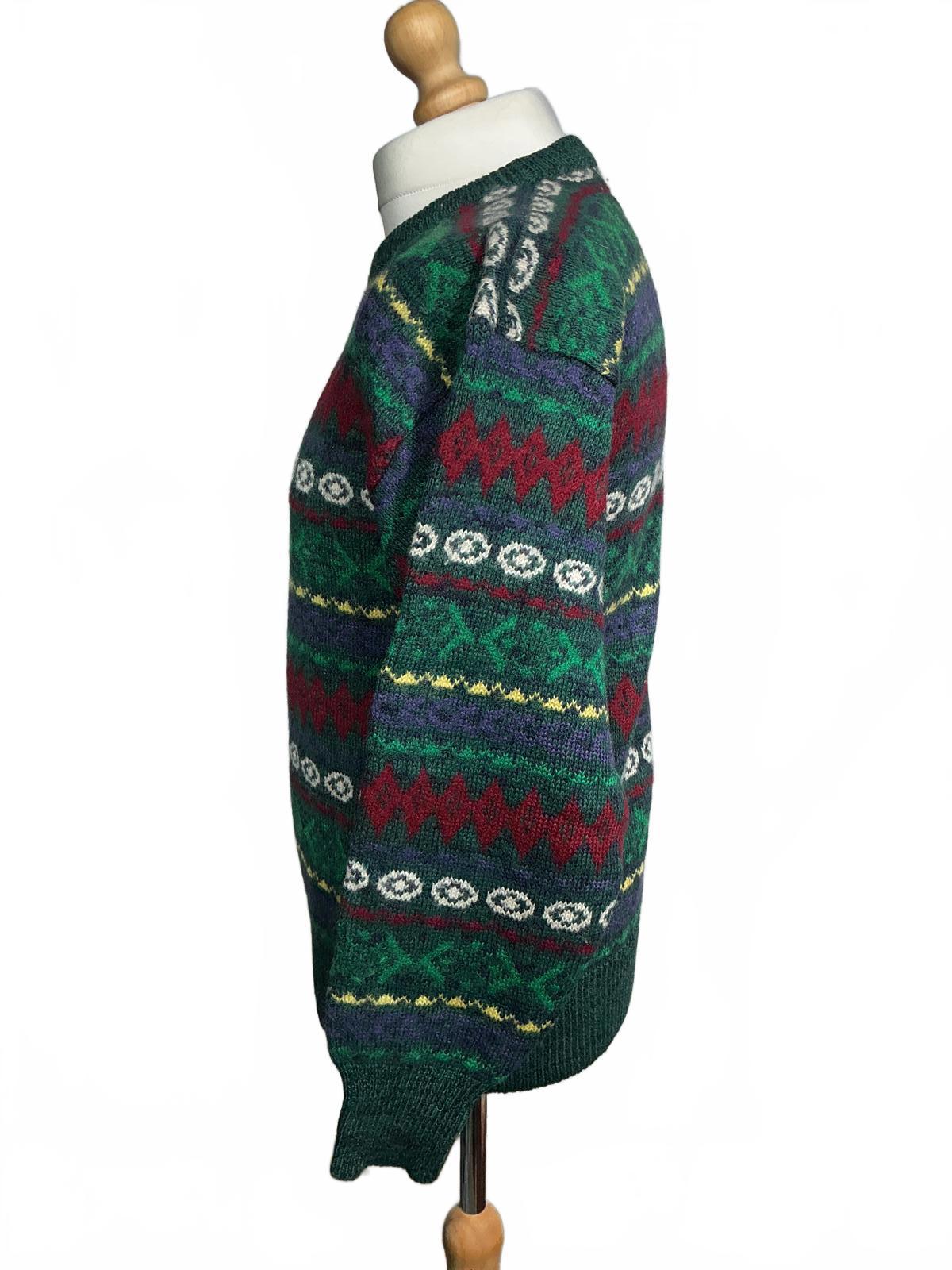Mens Patterned 100% Lambswool Sweater medium