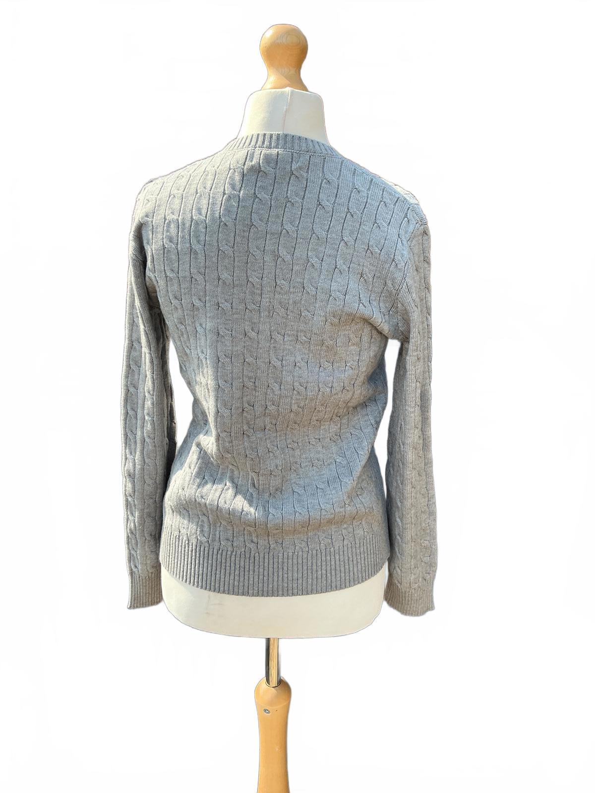 Ralph Lauren Grey Cable Knit Jumper Size Regular L Classic Style Warm