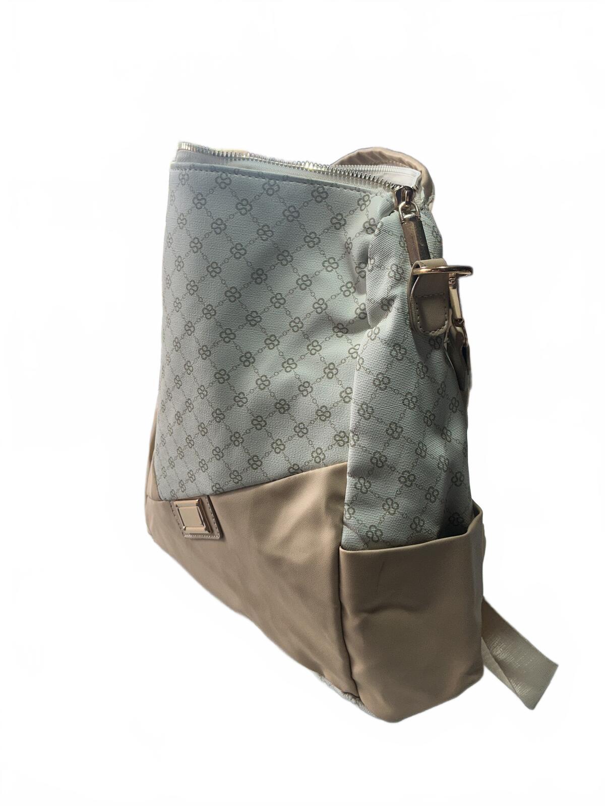 Stylish Beige and White Backpack Bag with Adjustable Straps