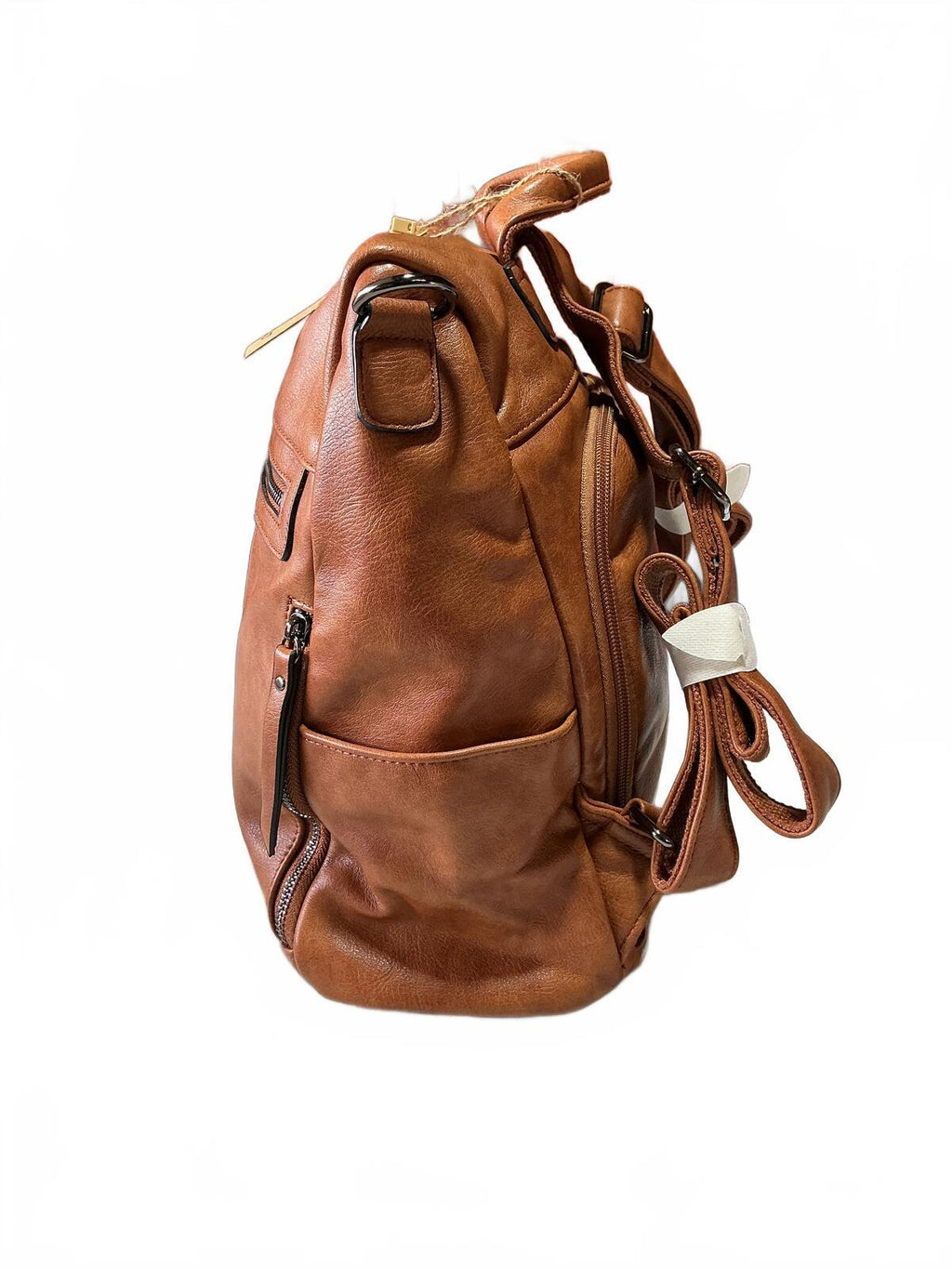 *NEW* Ravuo Brown Faux Leather Backpack Rucksack Laptop Bag Anti Theft 13hX10w