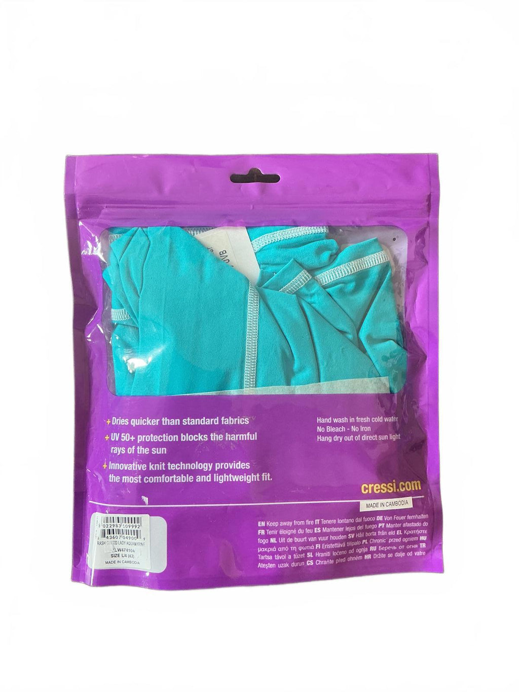Cressi Rashguard Women Fit Aquamarine Size L4 (42) UV Protection Swimwear
