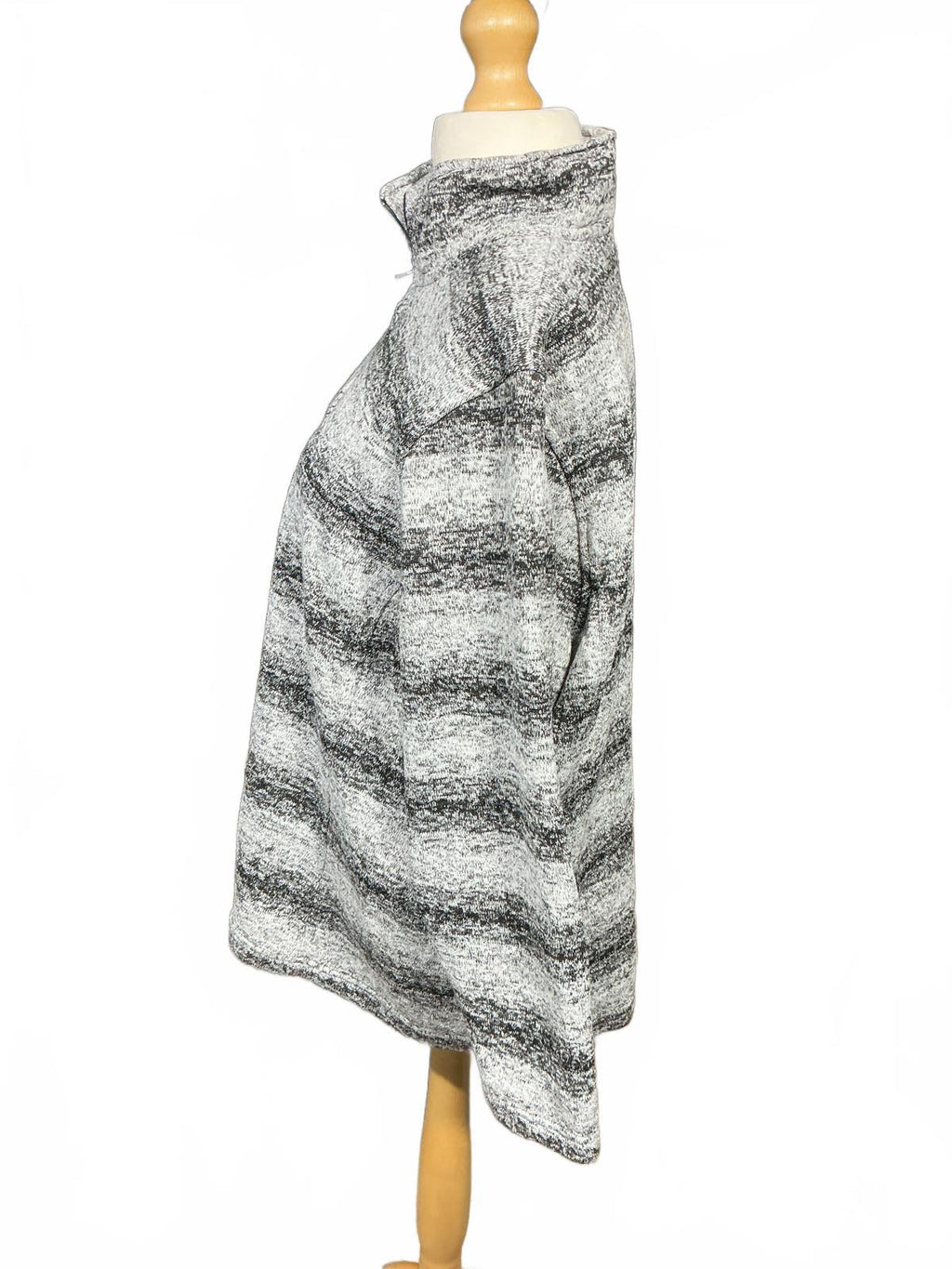 Women's Grey and Black Striped Quarter Zip Pullover