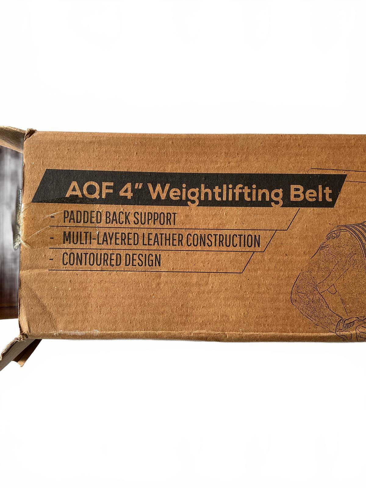 AQF 4 Inch Weightlifting Belt Padded Support Multi-Layered Leather Size M