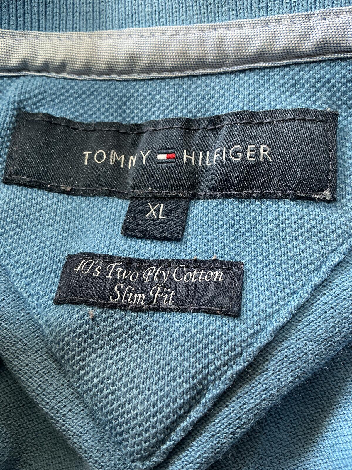 Tommy Hilfiger Blue Polo Shirt Size Slim Xl Classic Casual Style