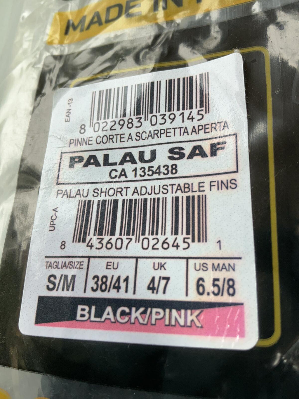 Cressi Rondine Palau Snorkelling Fins Size S-M 4/7 uk Black and Pink Adjustable