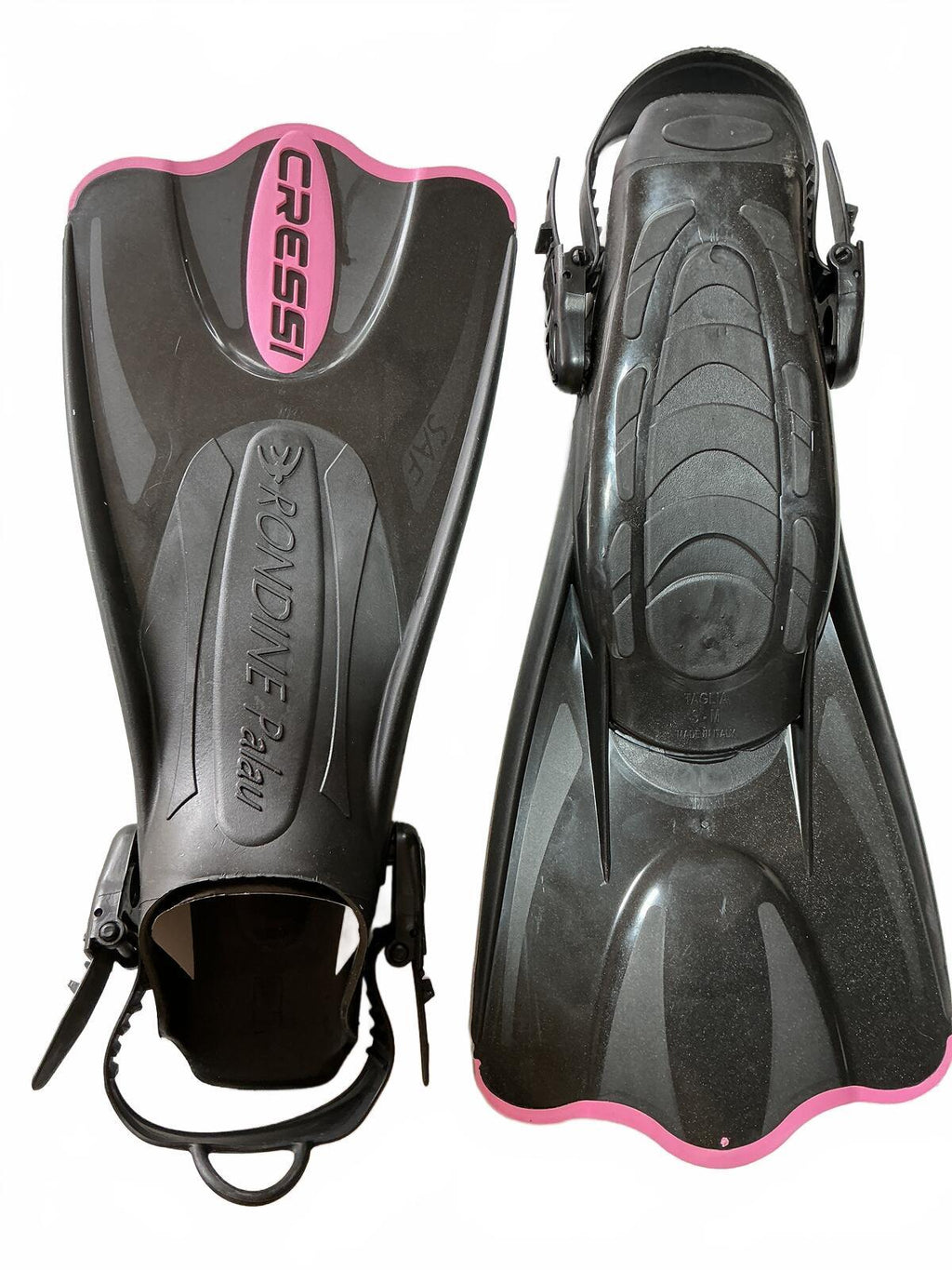 Cressi Rondine Palau Snorkelling Fins Size S-M 4/7 uk Black and Pink Adjustable