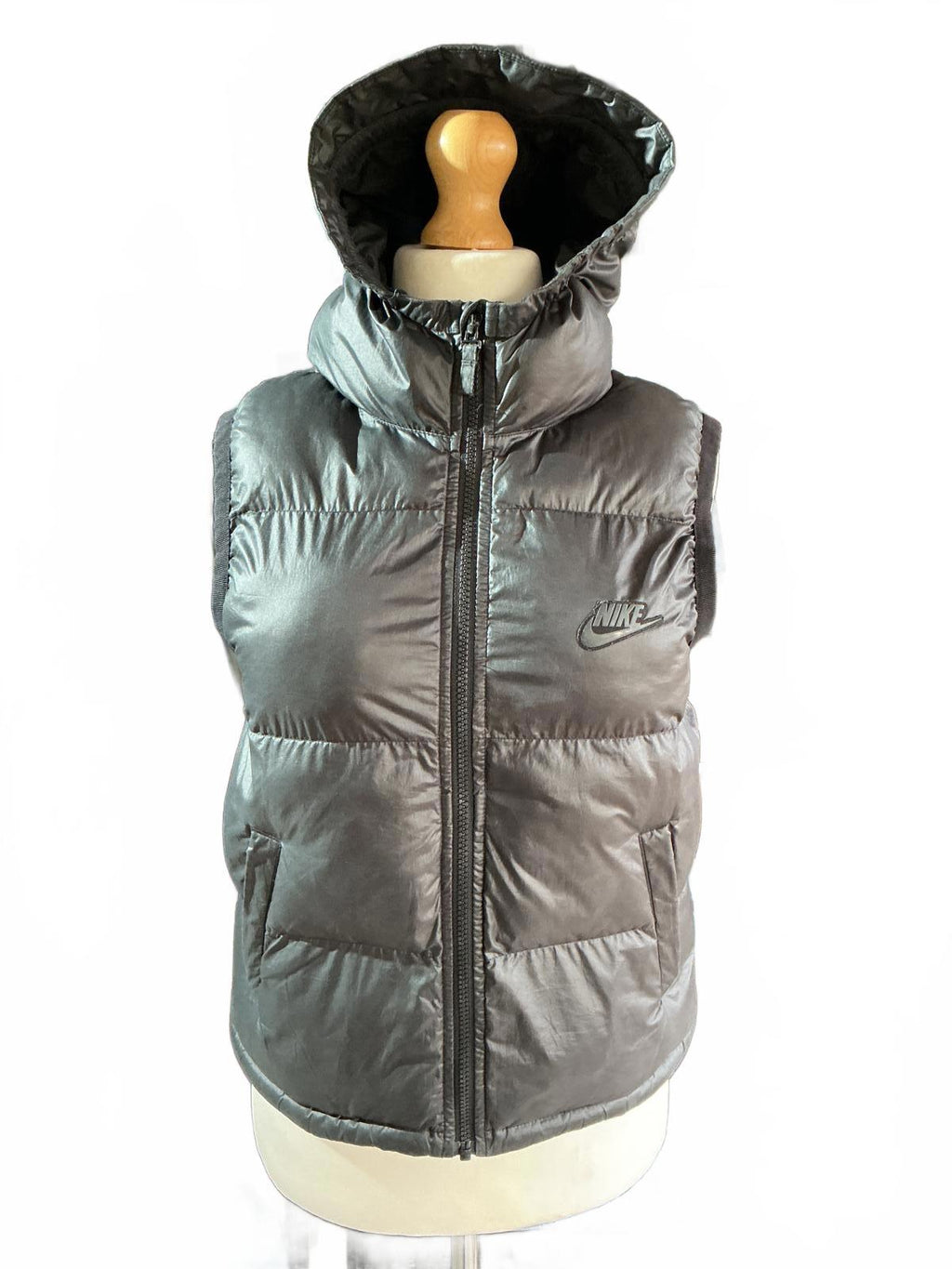Nike Black Hooded Puffer Gilet Vest Size Regular M