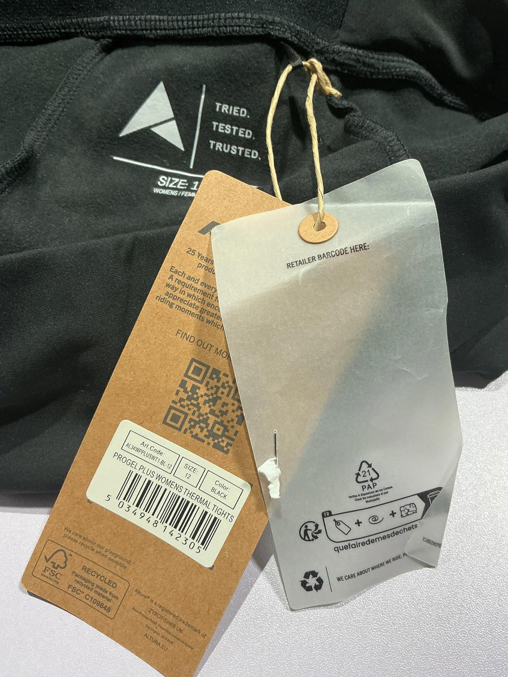 Altura Progel Plus Thermal Black Cycling Tights Size Regular 12