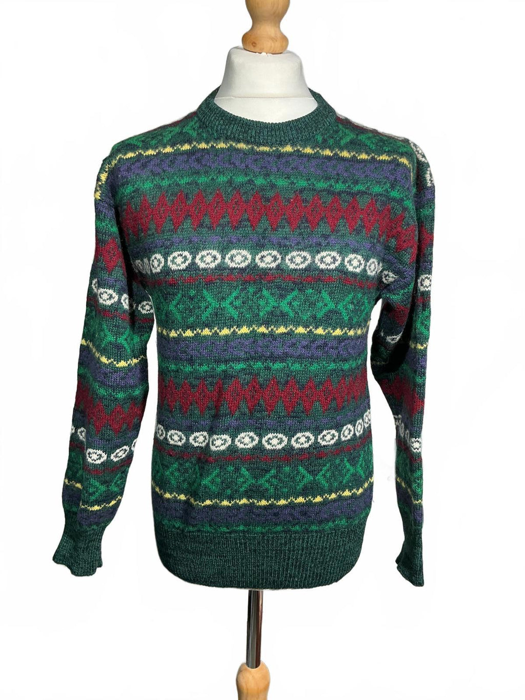 Mens Patterned 100% Lambswool Sweater medium